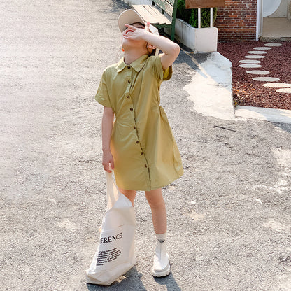 Girls' Casual Preppy Style Shirt Dress | Girls Dresses Online Singapore SUNJIMISE Singapore Girls' Casual Preppy Style Shirt Dress | Girls Dresses Online Singapore SUNJIMISE Singapore