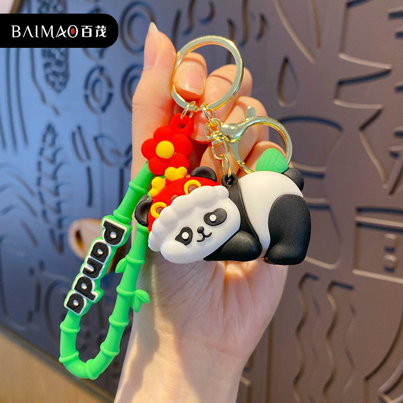 Creative Loong Boat Festival Zongzi Panda Car Key Chain Cute Cartoon Glue Drop Doll Male and Female Backpack Hanging Gift