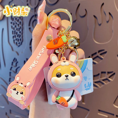 Cartoon Chinese Zodiac Rabbit Keychain Female Cute Exquisite Shiba Inu Doll Keychain Bag Pendant Gift