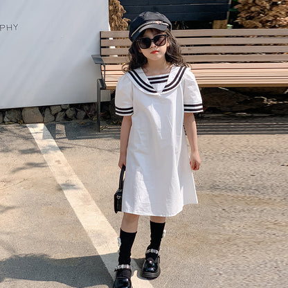 Girls' Preppy Style Sailor Collar Dress