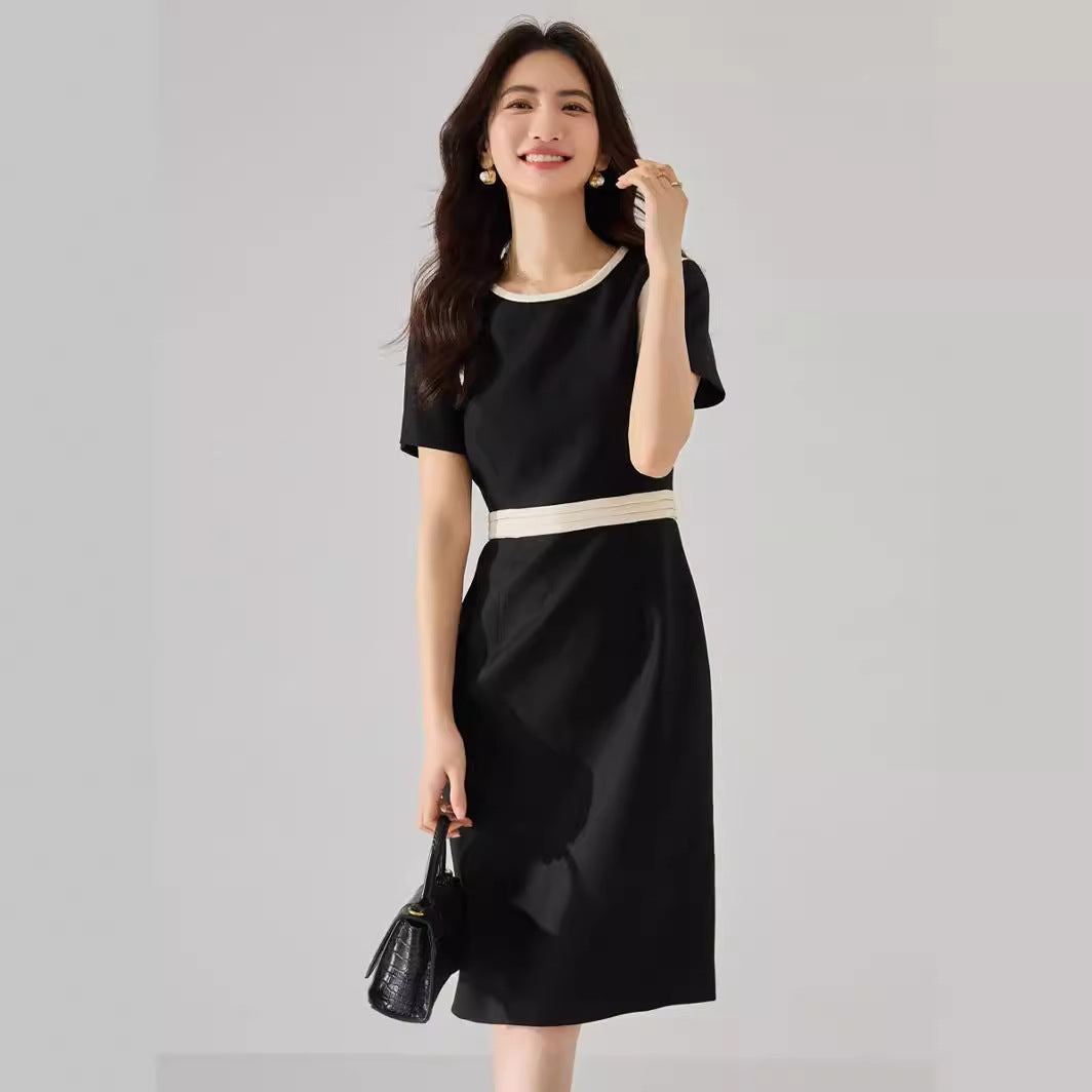 Chic Color-Block Sheath Midi Dress