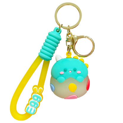 Fun cartoon glowing eggshell chick keychain pendant, cute and exquisite shark dinosaur trendy backpack ornament