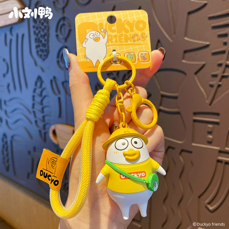 Xiao Liu Duck Injection Keychain Pendant Cute Buddha Duck Student Backpack Keychain Ring Hanging Gift