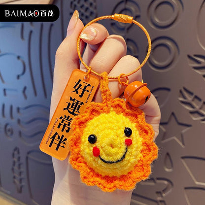 Creative hand woven yarn hook woven persimmon peanut keychain exquisite plush hook woven good things happen bag pendant