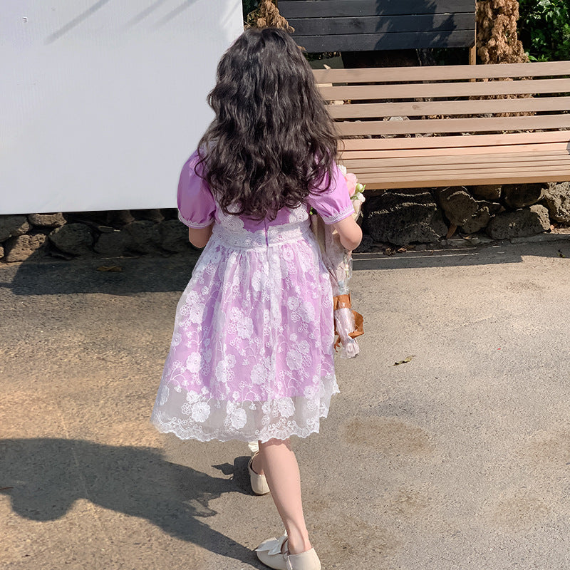 Girls' Korean Style Lace Patchwork Princess Dress