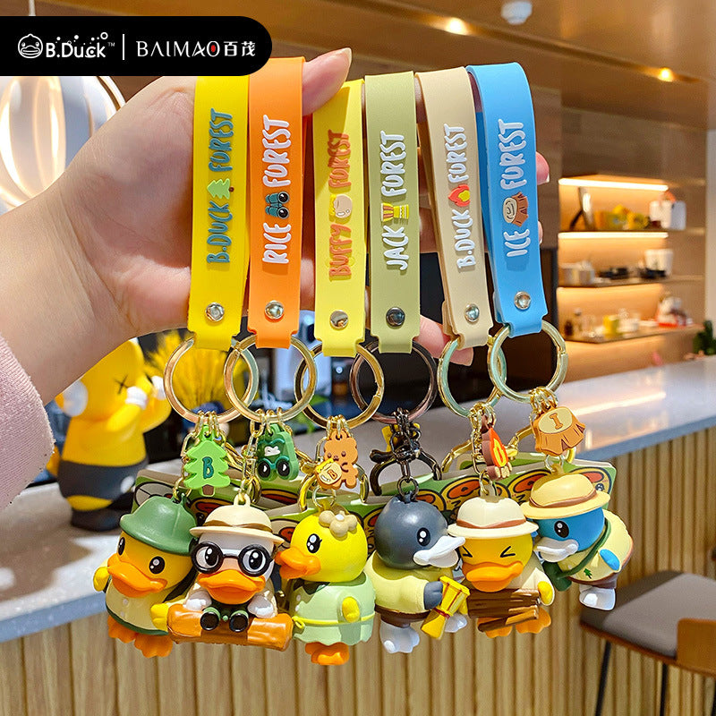 B. Duck Little Yellow Duck Jungle Series Keychain Female Cute Trendy Exquisite Doll Keychain Bag Pendant