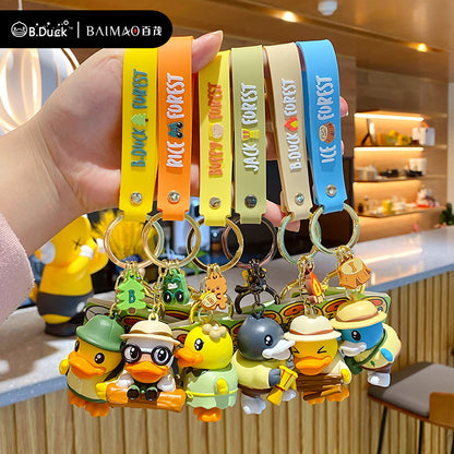 B. Duck Little Yellow Duck Jungle Series Keychain Female Cute Trendy Exquisite Doll Keychain Bag Pendant