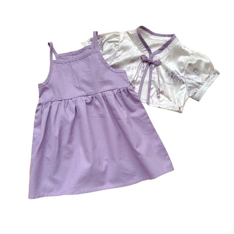 Baby Girl Hanfu Style Onesie/Dress Two-Piece Set