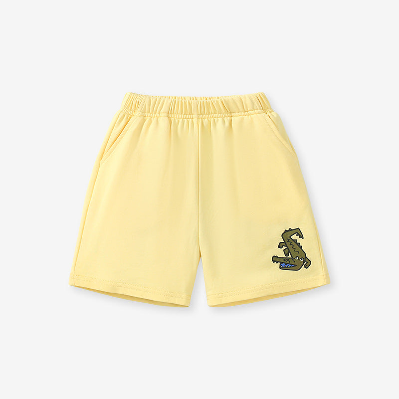 Pure Cotton Solid Color Cartoon Kids' Shorts for Boys