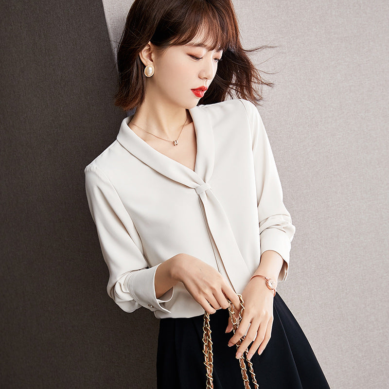 Women's French Style Ribbon Chiffon Blouse