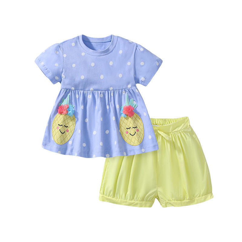 Girls' Cartoon Top and Shorts Two-pieces Set