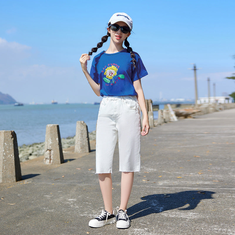 Girls' Casual T-shirt and Shorts Two Pieces Set