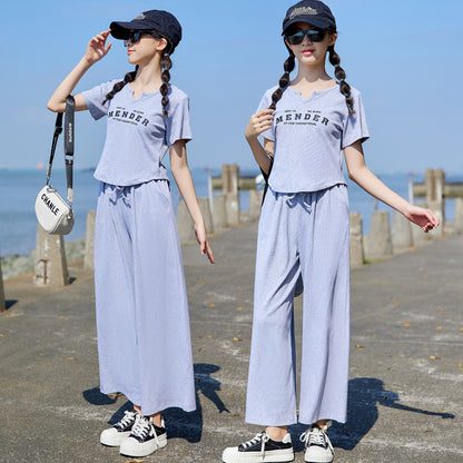 Girls' Casual T-shirt and Pants Two Pieces Set