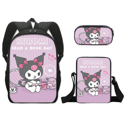 Kuromi Children's Backpack Three-Piece Set