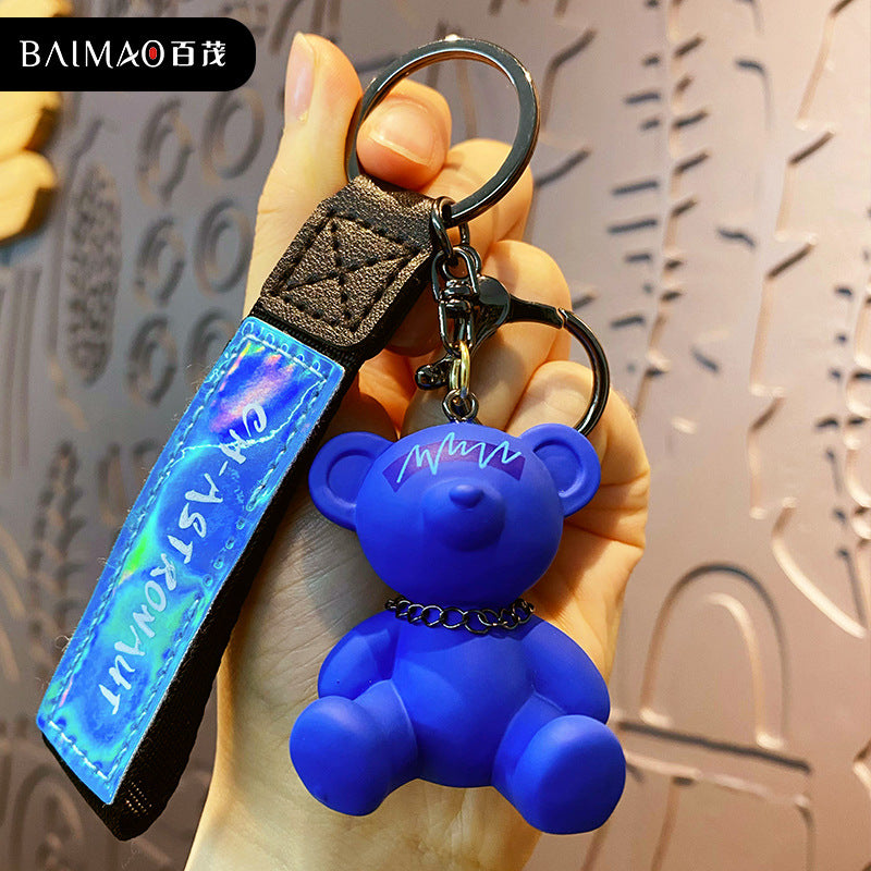 Cartoon resin radio bear keychain cute and exquisite couple doll keychain backpack pendant wholesale