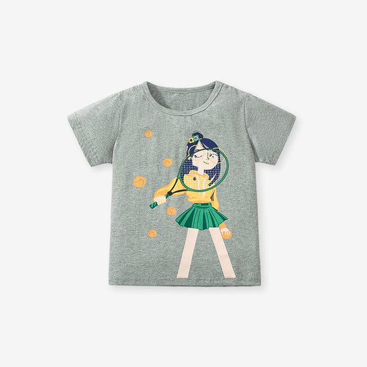 Girls' Cartoon Print Short-Sleeve T-Shirt