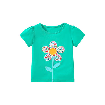 Floral Girls' Cotton T-shirt