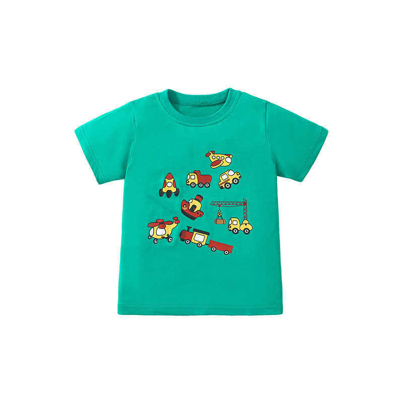 Cotton Short-Sleeved Round Neck T-shirt for Boys