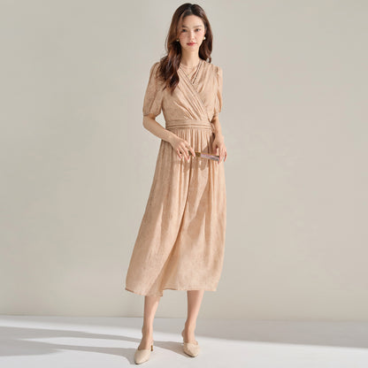 Elegant V-Neck Slimming Midi Dress