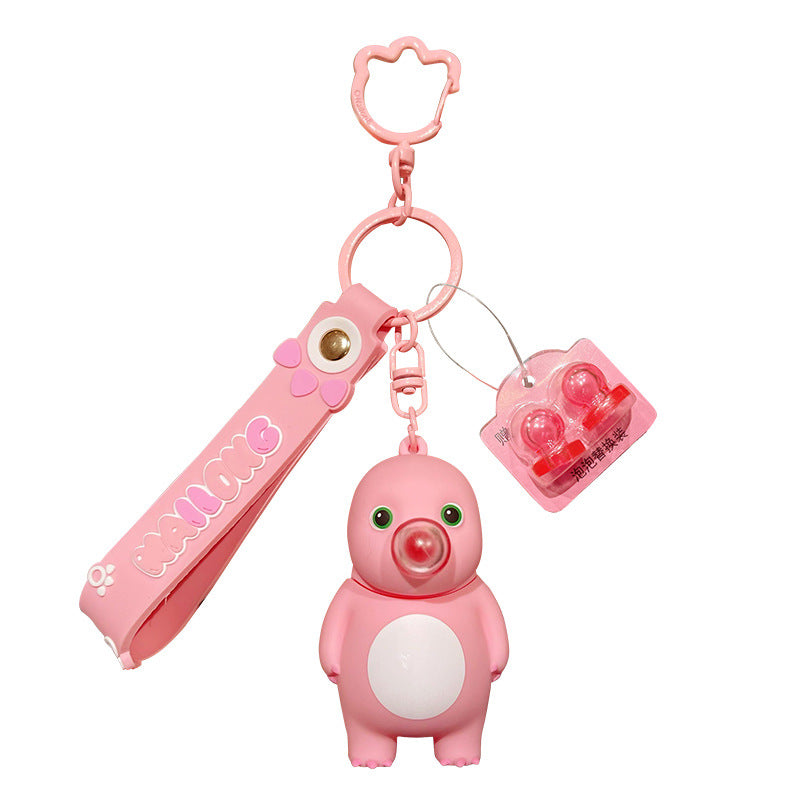 Stress relieving Bubble Blowing Milk Dragon Pink Keychain Cute and Exquisite Doll for Women and Men Stress relieving Toy Bag Pendant