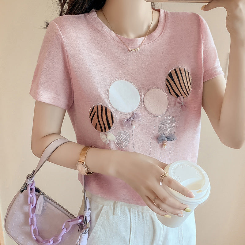 Women's Trendy Loose Ice Silk Short-Sleeve T-Shirt