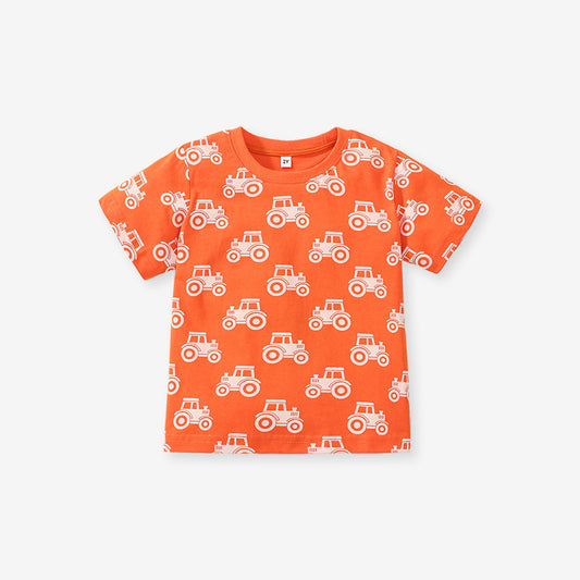 Boys' Unisex Cartoon Car Cotton T-shirt