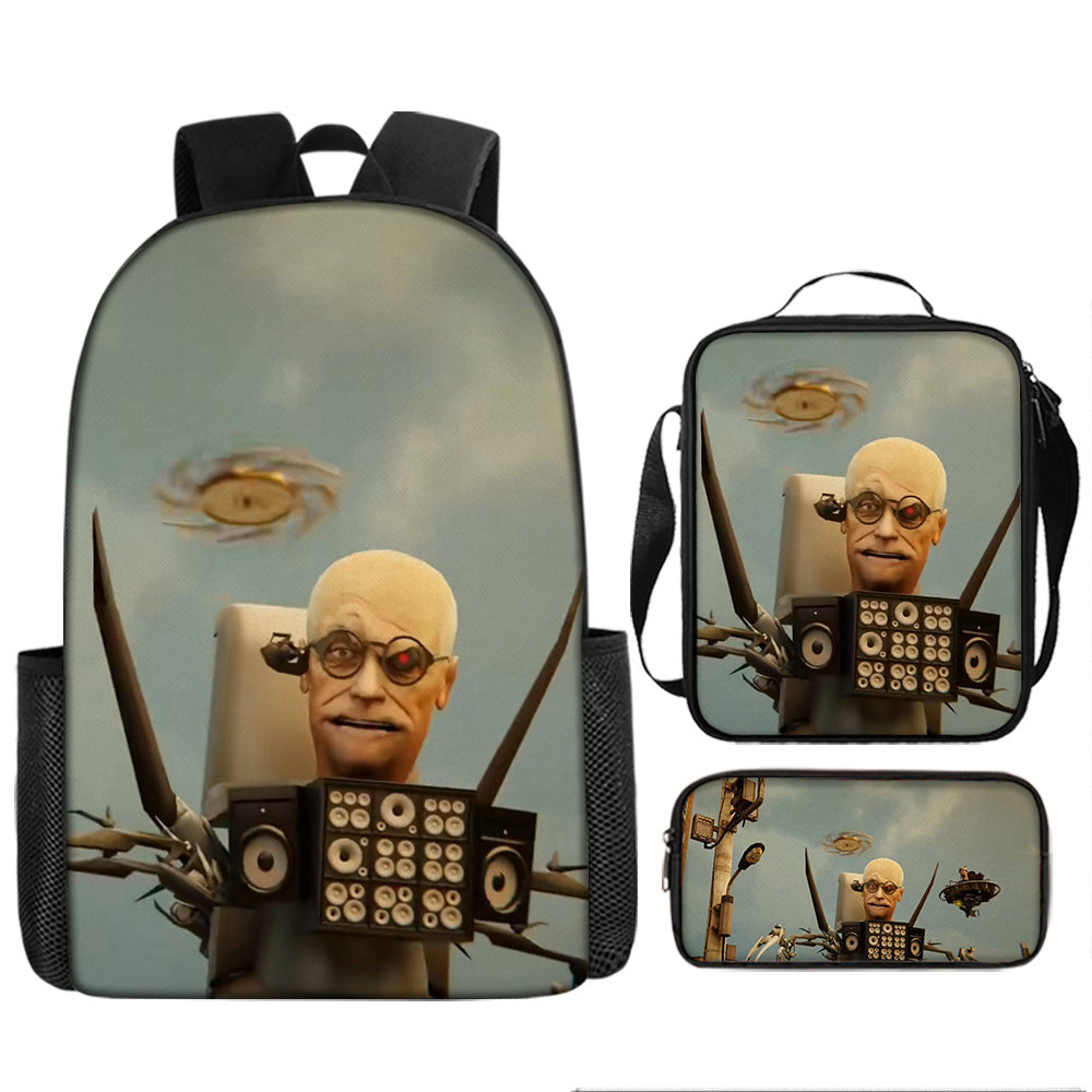 Titan ClockMan TV Man Skibidi Toilet Children's Backpack Three-Piece Set