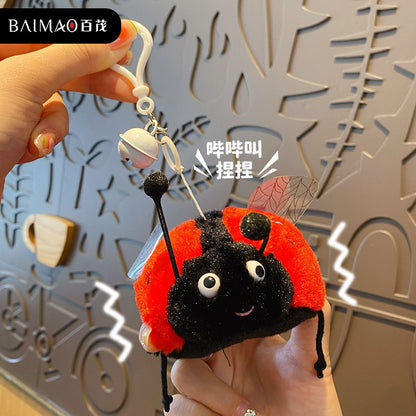 Creative and Fun Plush Insect Bee Doll Keychain Female Cute Seven Star Ladybug Bag Pendant Decoration