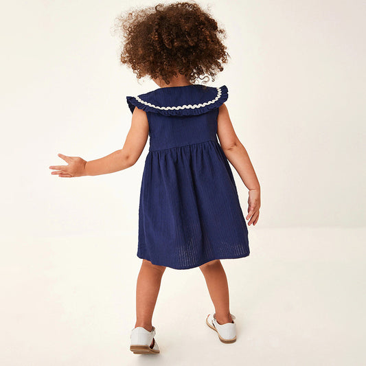 Cute Doll Collar Sleeveless Cotton Kids' Princess Dress