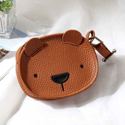 Korean Style PU Leather Little Bear Cross-Body Bag