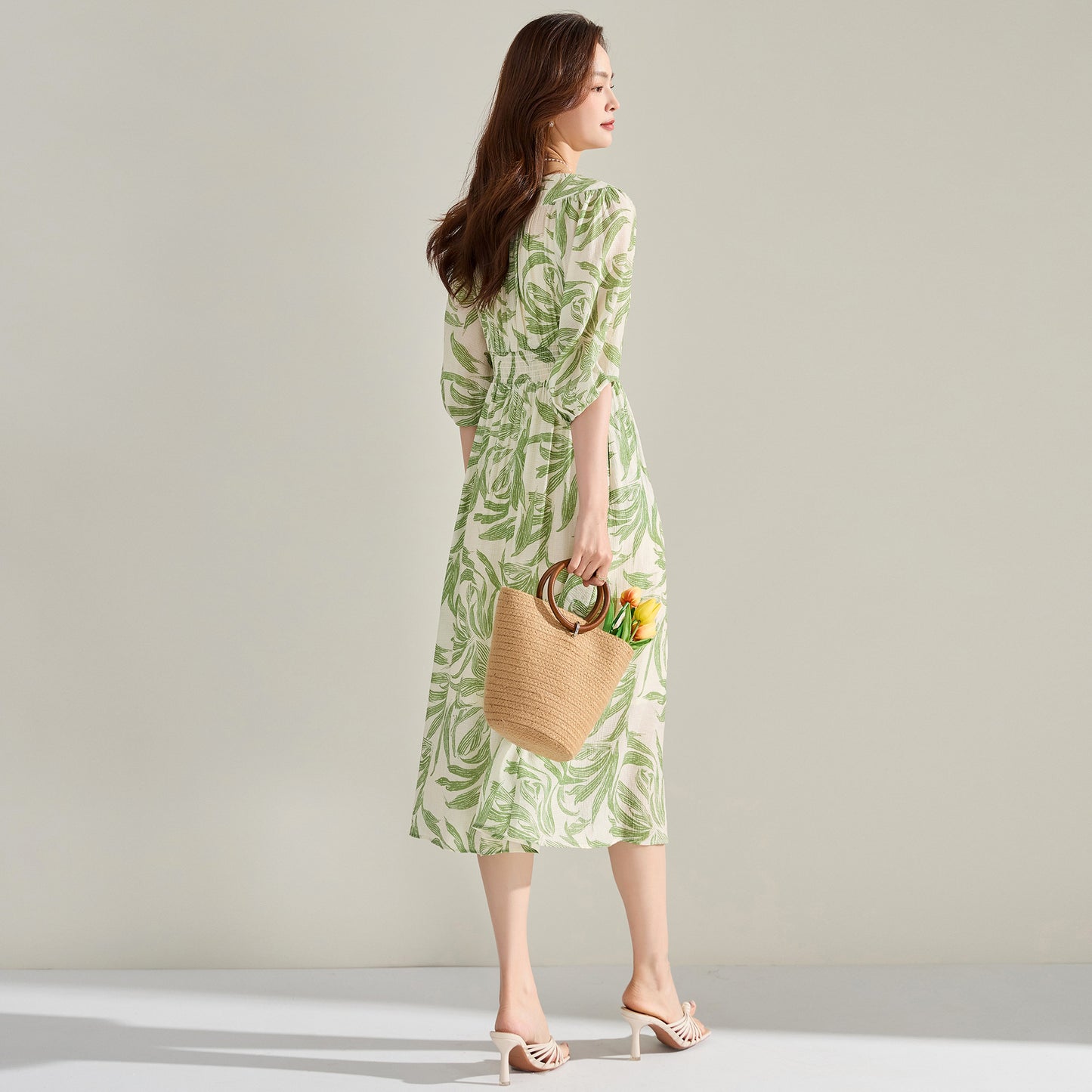 Tropical Breeze Leaf Print Dress