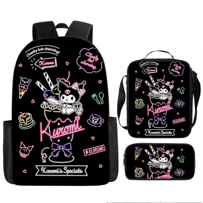 Kuromi Cinnamoroll Hello Kitty Children's Backpack Three-Piece Set