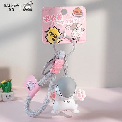 Small Shark Cat Doll Injection Molding Doll Keychain Puzzle Cube Female Cute Exquisite Backpack Keychain Ring Decoration