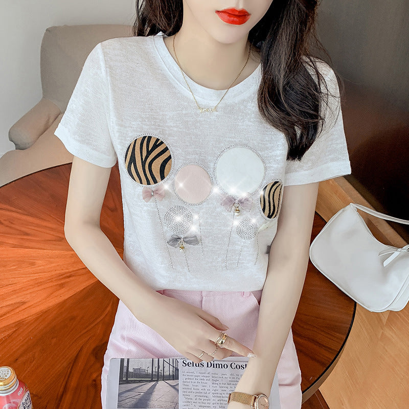 Women's Trendy Loose Ice Silk Short-Sleeve T-Shirt