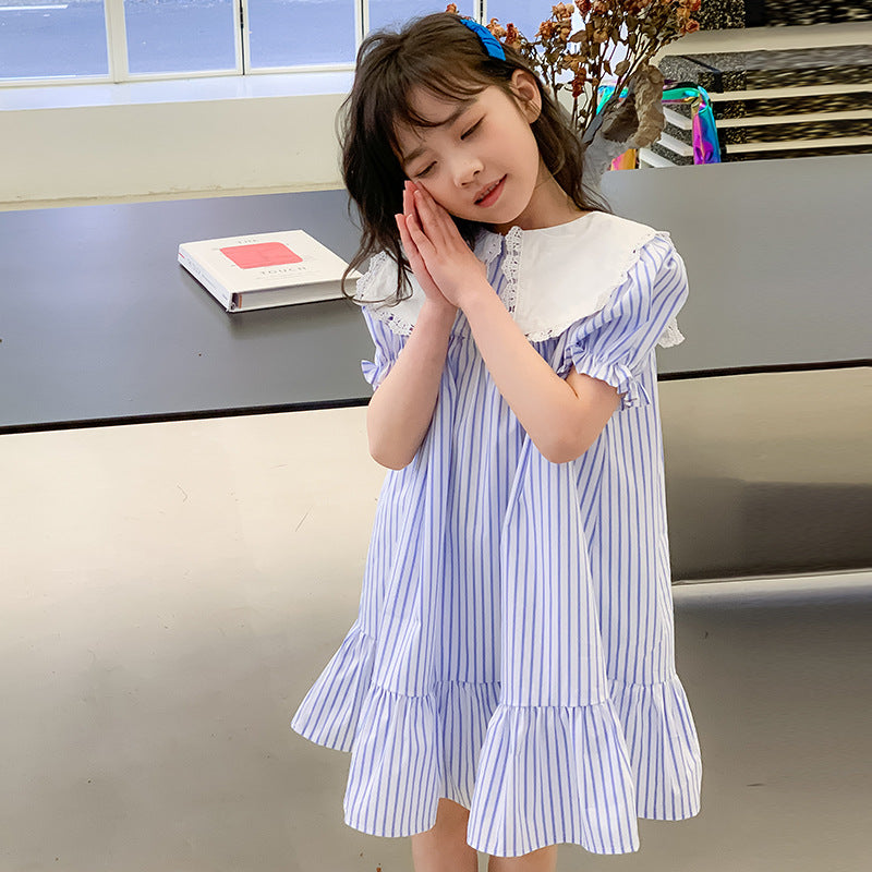 Girls' Korean Style Striped Princess Dress