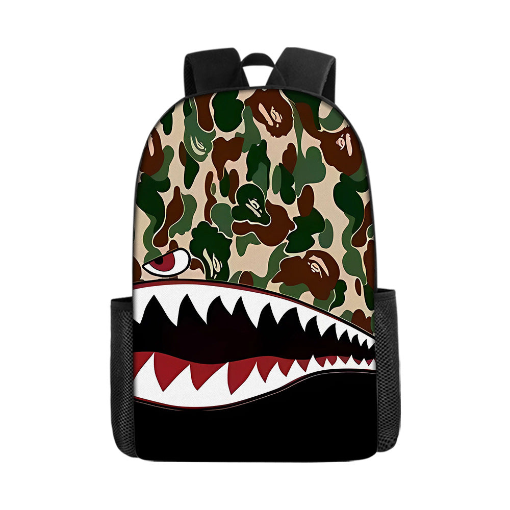 Shark Cartoon Children's Backpack Three-Piece Set