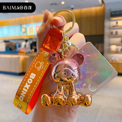 Resin Colorful Bear Bago Keychain, Fashionable and Exquisite Couple Keychain, Backpack Pendant