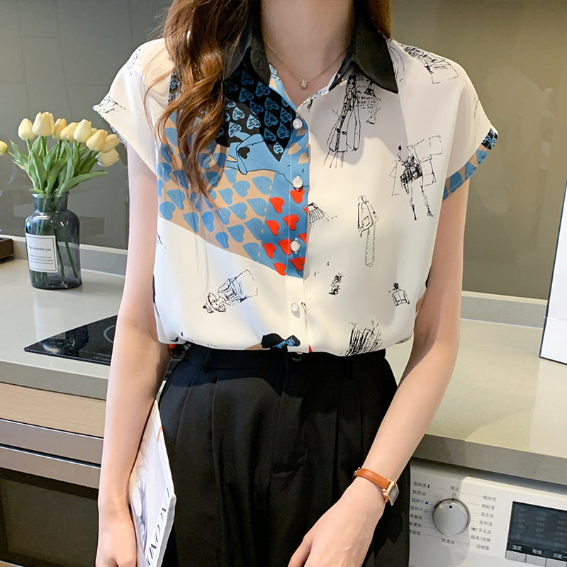 Women's Abstract Print Chiffon Blouse