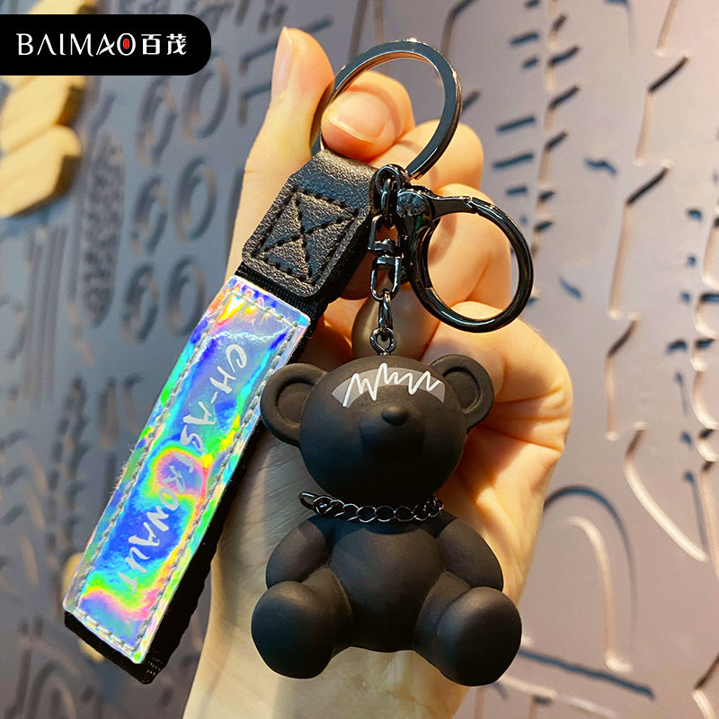 Cartoon resin radio bear keychain cute and exquisite couple doll keychain backpack pendant wholesale