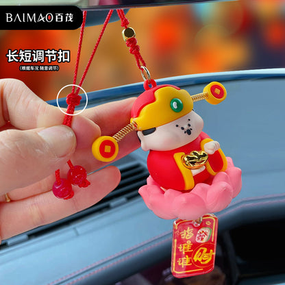 Lotus Little Child God of Wealth Car Rearview Mirror Pendant Car Pendant Premium Sense Safe Wealth Attraction Decoration