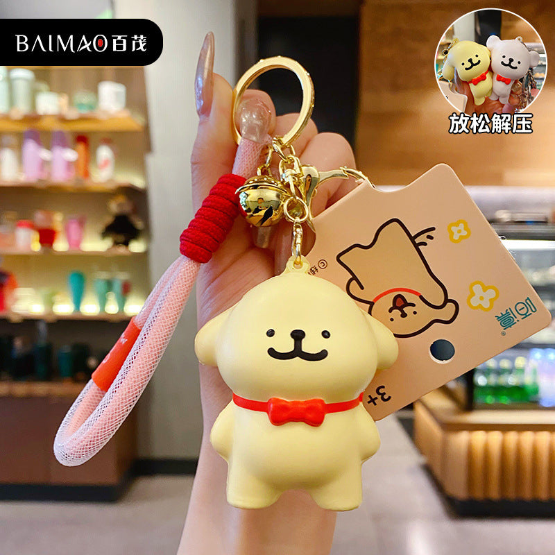 Line Puppy Pinching and Relaxing Toy Keychain Exquisite Cute Puppy Keychain Bag Pendant