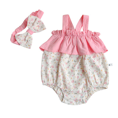 Baby Girl Floral Onesie with Hairband