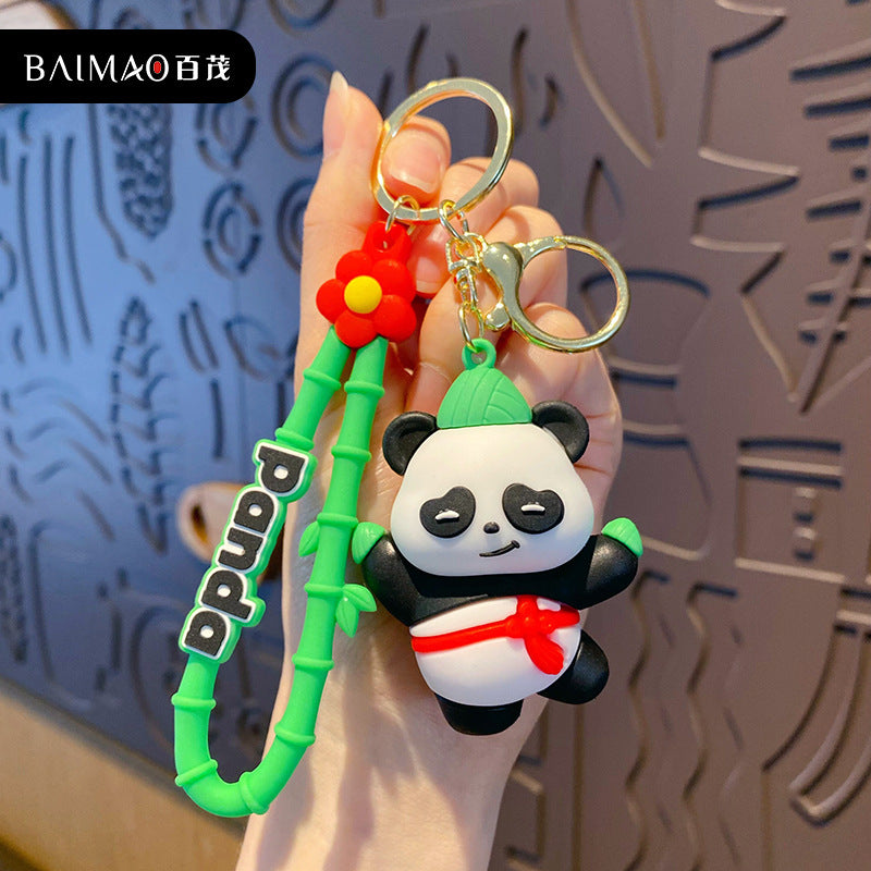 Creative Loong Boat Festival Zongzi Panda Car Key Chain Cute Cartoon Glue Drop Doll Male and Female Backpack Hanging Gift