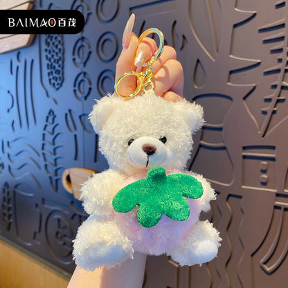 Cartoon Strawberry Rice Fruit Bear Plush Doll Keychain Female Cute Soft Cute Bear Doll Keychain Bag Pendant