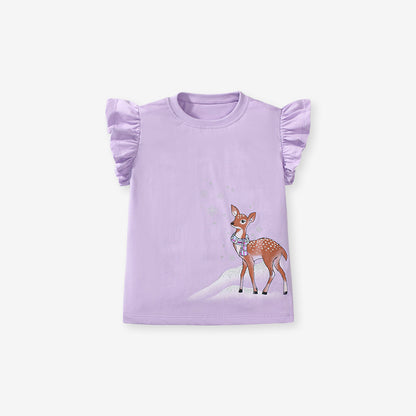 Little Deer Girls' Cotton T-Shirt