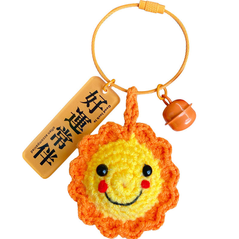 Creative hand woven yarn hook woven persimmon peanut keychain exquisite plush hook woven good things happen bag pendant