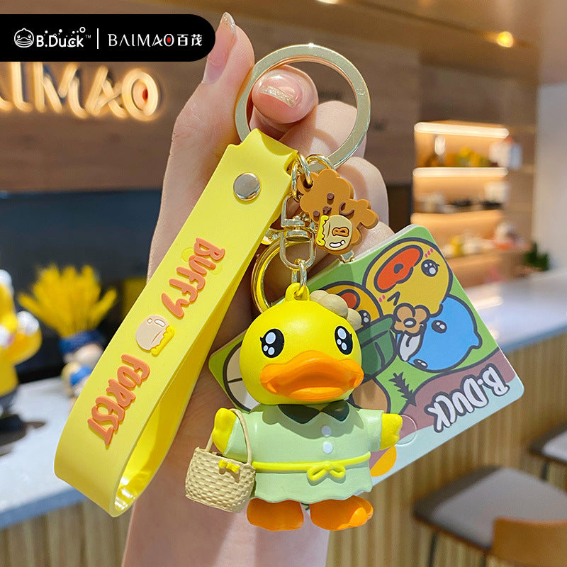 B. Duck Little Yellow Duck Jungle Series Keychain Female Cute Trendy Exquisite Doll Keychain Bag Pendant