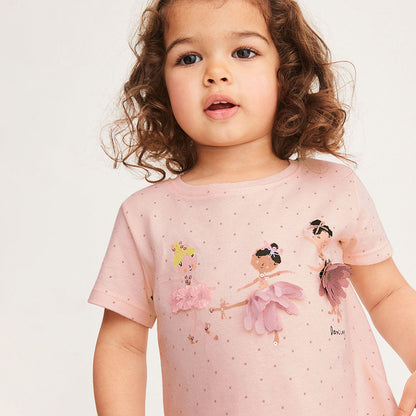 Cute Short Sleeve Girls' Homewear Two-pieces Set for Kids