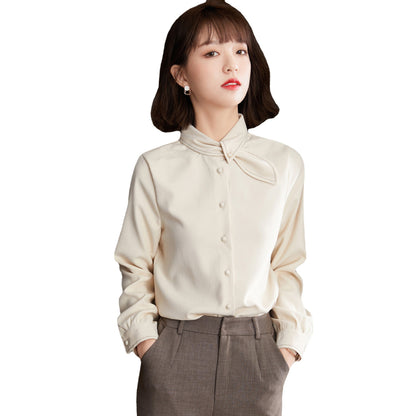 Women's French Style Bunny Collar Long Sleeve Blouse