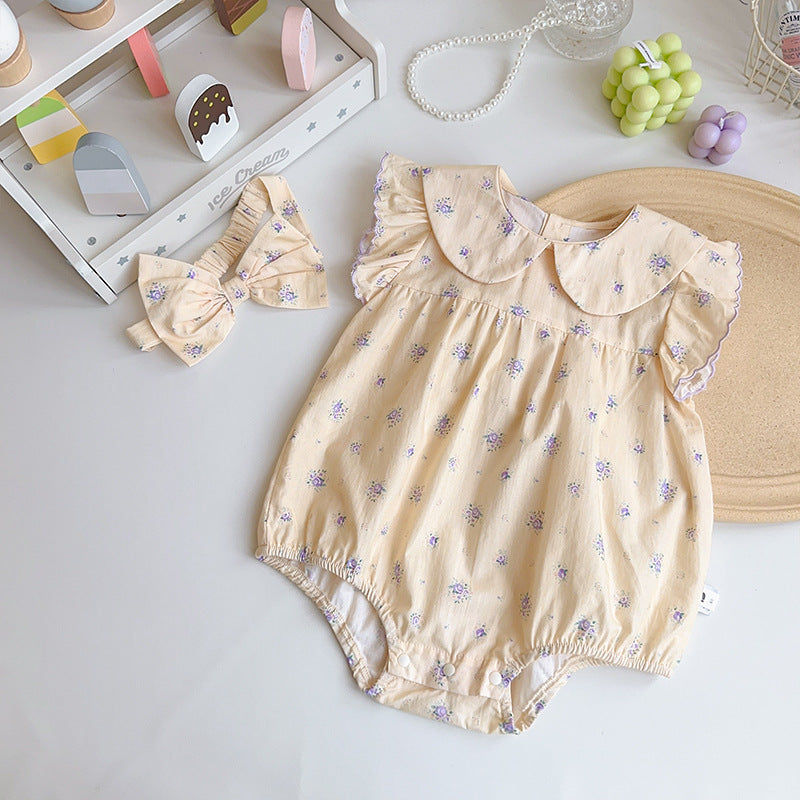 Baby Girl Floral Onesie with Headband